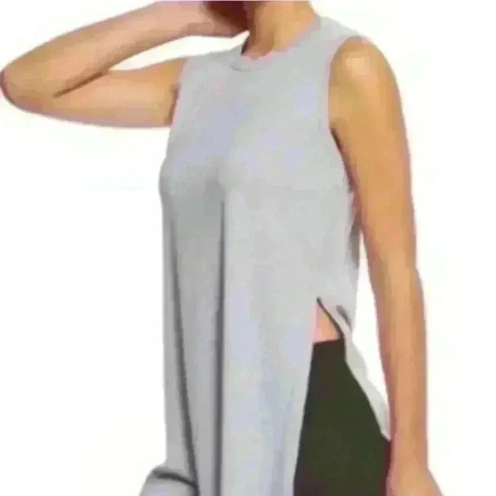 Betsey Johnson performance tunic top ribbed gray size small active workout